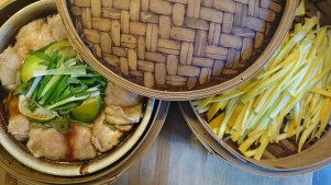 steamed chicken and courgette